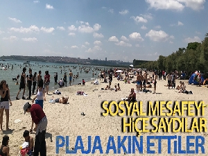 Plajlara akın eden vatandaşlar, sosyal mesafe kuralını hiçe saydı