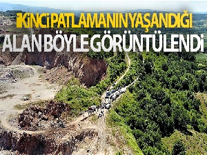 İkinci patlamanın yaşandığı alan havadan görüntülendi