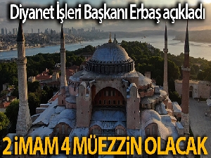 Bakan Ersoy ve Diyanet İşleri Başkanı Erbaş, Ayasofya Camii'nde incelmelerde bulundu
