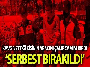 Kavga ettiği kişinin aracını çalıp camını kıran şahıs, serbest bırakıldı