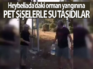 Heybeliada'daki orman yangınına vatandaşlar pet şişelerle su taşıdı