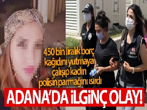 450 bin liralık borç kağıdını yutmaya çalışıp kadın polisin parmağını ısırdı