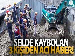 Selde kaybolan üç kişinin cansız bedenine ulaşıldı