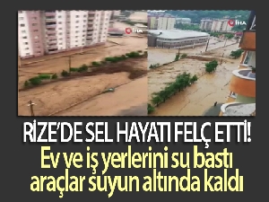 Rize'de ev ve iş yerlerini su bastı, araçlar suyun altında kaldı