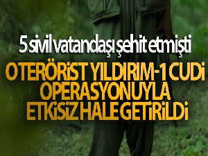 5 sivil vatandaşı şehit eden terörist, Yıldırım-1 Cudi Operasyonuyla etkisiz hale getirildi