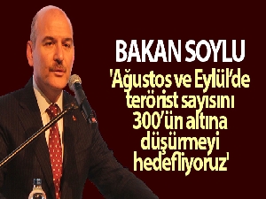 Bakan Soylu: 'Ağustos ve Eylül'de terörist sayısını 300'ün altına düşürmeyi hedefliyoruz'