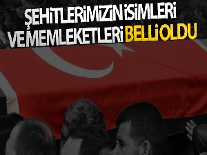 Şehitlerimizin isimleri ve memleketleri belli oldu!