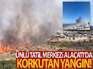 Ünlü tatil merkezi Alaçatı'daki yangın tatilcilere korku dolu anlar yaşattı