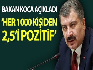 Bakan Koca: '150.000 kişiyle yapılan testten, her 1.000 kişiden 2,5'inde test sonucu pozitif çıkmıştır'
