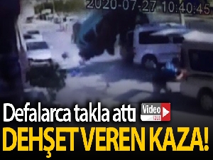 İzmir'de takla atan araç 8 araca çarptı