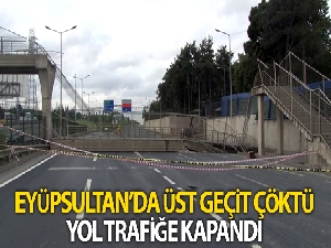 Hasdal Otoyolu'nda üstgeçit çöktü, yol trafiğe kapandı