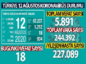 Türkiye'de son 24 saatte 1.212 kişiye Kovid-19 tanısı konuldu, 18 kişi hayatını kaybetti