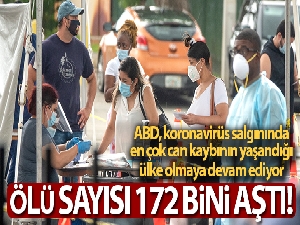 ABD'de koronavirüsten ölenlerin sayısı 172 bin 630'a yükseldi