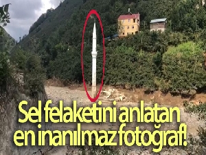 Cami selden yıkıldı geriye sadece minaresi kaldı