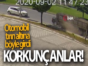 Otomobil tırın altına girdi, sürücü ölümden döndü