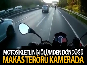 TEM Otoyolu'nda motosikletlinin ölümden döndüğü “makas” terörü kamerada
