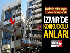 İskelenin halatı koptu, 2 işçi ölümden döndü