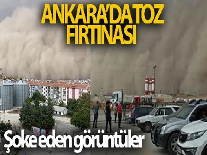 Ankara'nın Polatlı ilçesindeki toz fırtınası ilçeyi karanlığa bürüdü