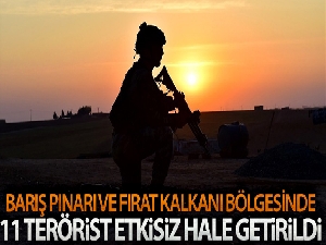 MSB: 'Barış Pınarı ve Fırat Kalkanı bölgelerinde 11 PKK/YPG'li terörist etkisiz hale getirildi'
