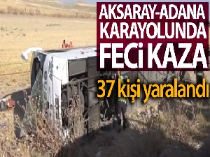 Aksaray'da yolcu otobüsü devrildi; çok sayıda yaralı var