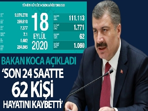 Türkiye'de bugün koronavirüsten hayatını kaybedenlerin sayısı: 62