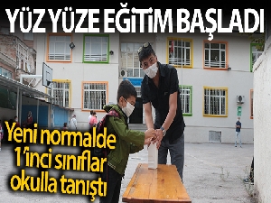 Okulun ilk gününde minik öğrenciler renkli görüntüler oluşturdu