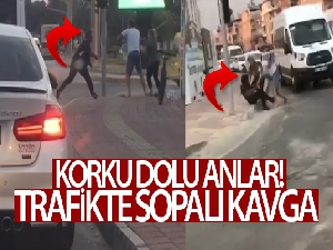 Antalya'da trafikte sopalı kavga