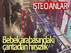 Bebek arabasındaki çantadan hırsızlık kamerada