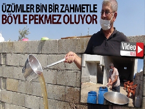 İslahiye'nin lezzetli üzümleri bin bir zahmetle pekmeze dönüşüyor