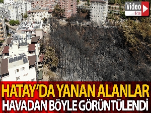 Hatay'da yanan alanlar havadan görüntülendi