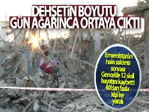 Ermenistan'ın saldırdığı Gence'de meydana gelen hasar gün ağarınca ortaya çıktı
