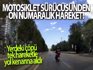 Motosiklet sürücüsünden on numaralık hareket
