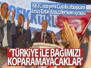 KKTC'nin yeni Cumhurbaşkanı Ersin Tatar'dan zafer konuşması