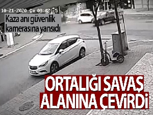 Kontrolden çıkan otomobil ortalığı savaş alanına çevirdi