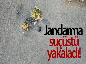 Kaçak kazıya drone ile baskın