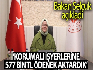 Bakan Selçuk: “Geçen yıl korumalı işyerlerine 577 bin TL ödenek aktardık”