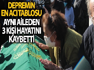 İzmir'de depremde vefat eden aynı aileden 3 kişi toprağa verildi