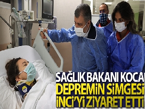 Sağlık Bakanı Koca, depremin simgesi İnci'yi ziyaret etti