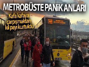 Metrobüsler kafa kafaya çarpışmaktan kıl payı kurtuldu