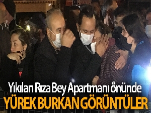 Yıkılan Rıza Bey Apartmanı önünde yürek burkan görüntüler