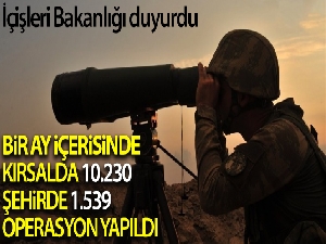 İçişleri Bakanlığı, İç Güvenlik Operasyonları Ekim ayı raporunu yayınladı