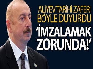 Aliyev: ”Azerbaycan'ın askeri zaferini, bu siyasi zafere ulaşmada olağanüstü bir rol oynadı”