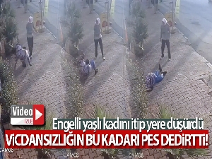 Engelli yaşlı kadını itip yere düşürdü