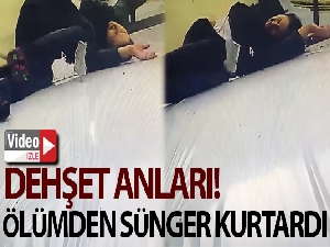 İstanbul'da dehşet anları kamerada: Genç kadını sünger kurtardı