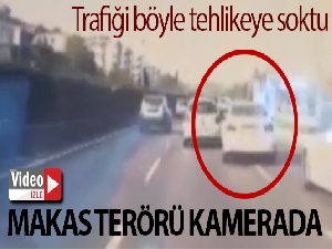 Bursa'da trafiği böyle tehlikeye düşürdü...Makas atan otomobil kamerada