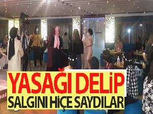 Yasağı delip, salgını hiçe sayanlar düğün salonunda kına gecesi yaptı