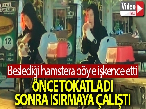 Beslediği hamsterı önce tokatladı, sonra ısırmaya çalıştı