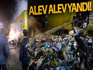 Bolu'da, park halindeki tekstil ürünü yüklü tırın dorsesi alev alev yandı