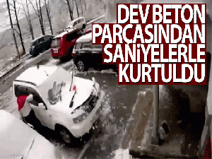 Rusya'da binanın üstünden düşen beton parçasından saniyelerle kurtuldu