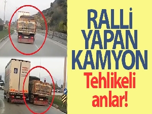 Bursa'da ralli yapan kamyon kameralara yansıdı